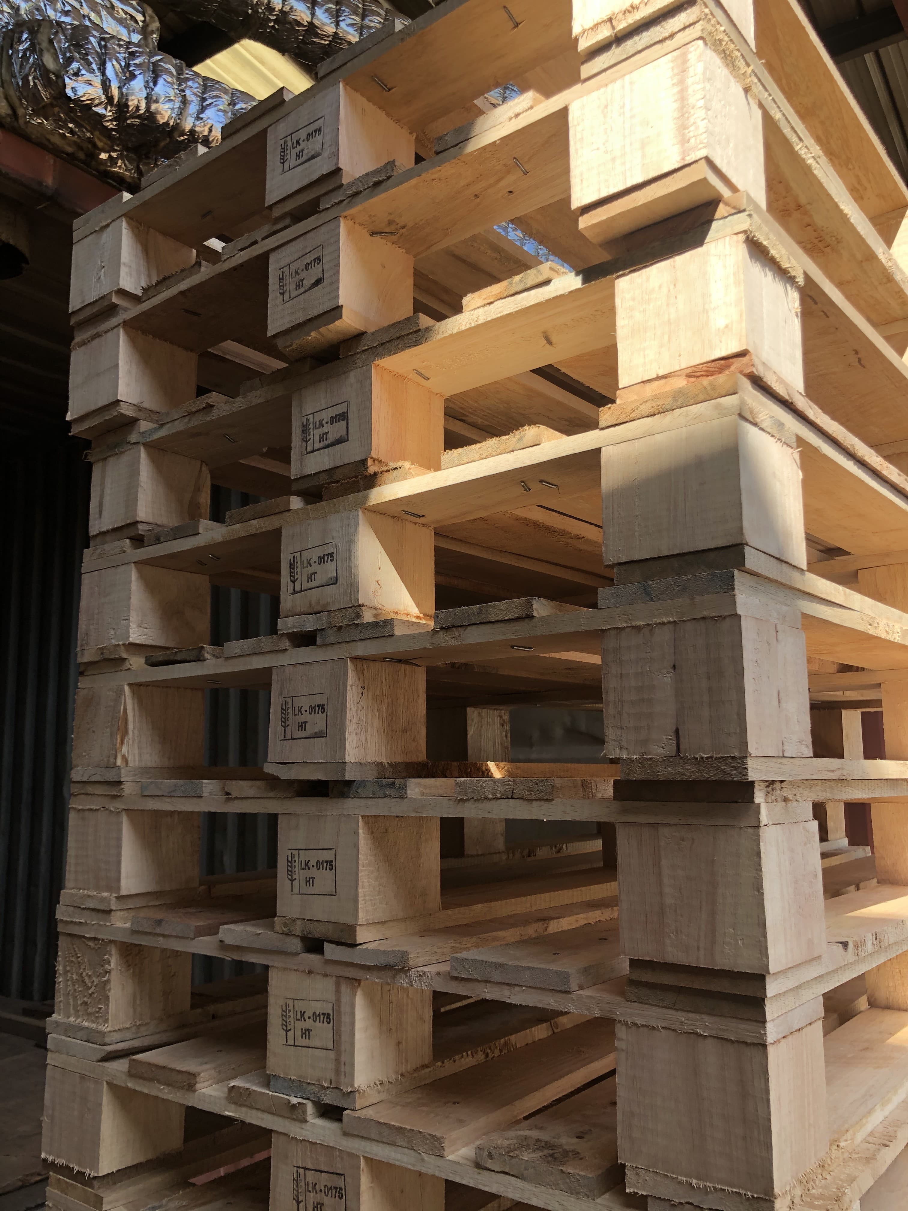 Heat treated wooden pallets ready for export — CeyPall Sri Lanka
